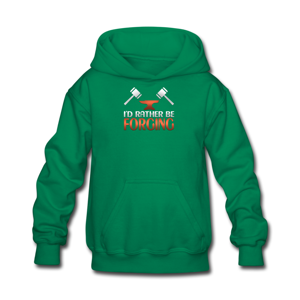 I'd Rather Be Forging Blacksmith Forge Hammer Kids' Hoodie - kelly green