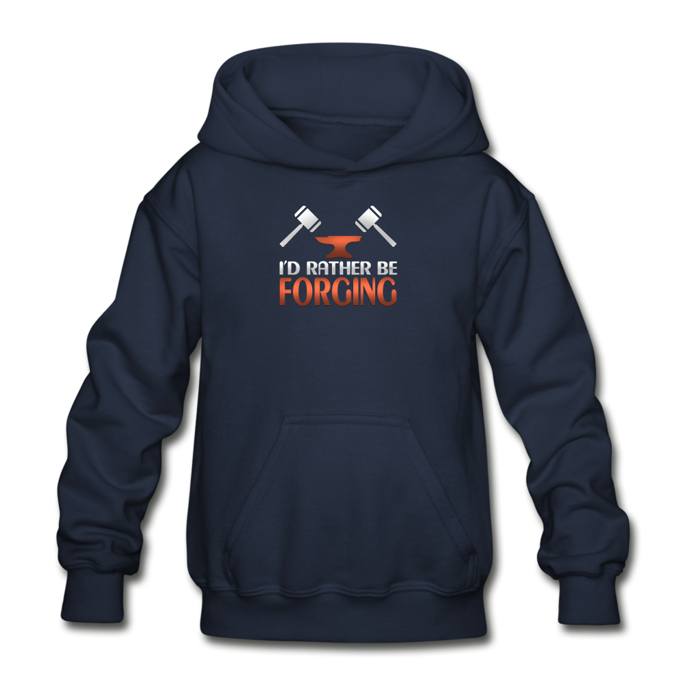 I'd Rather Be Forging Blacksmith Forge Hammer Gildan Heavy Blend Youth Hoodie - navy
