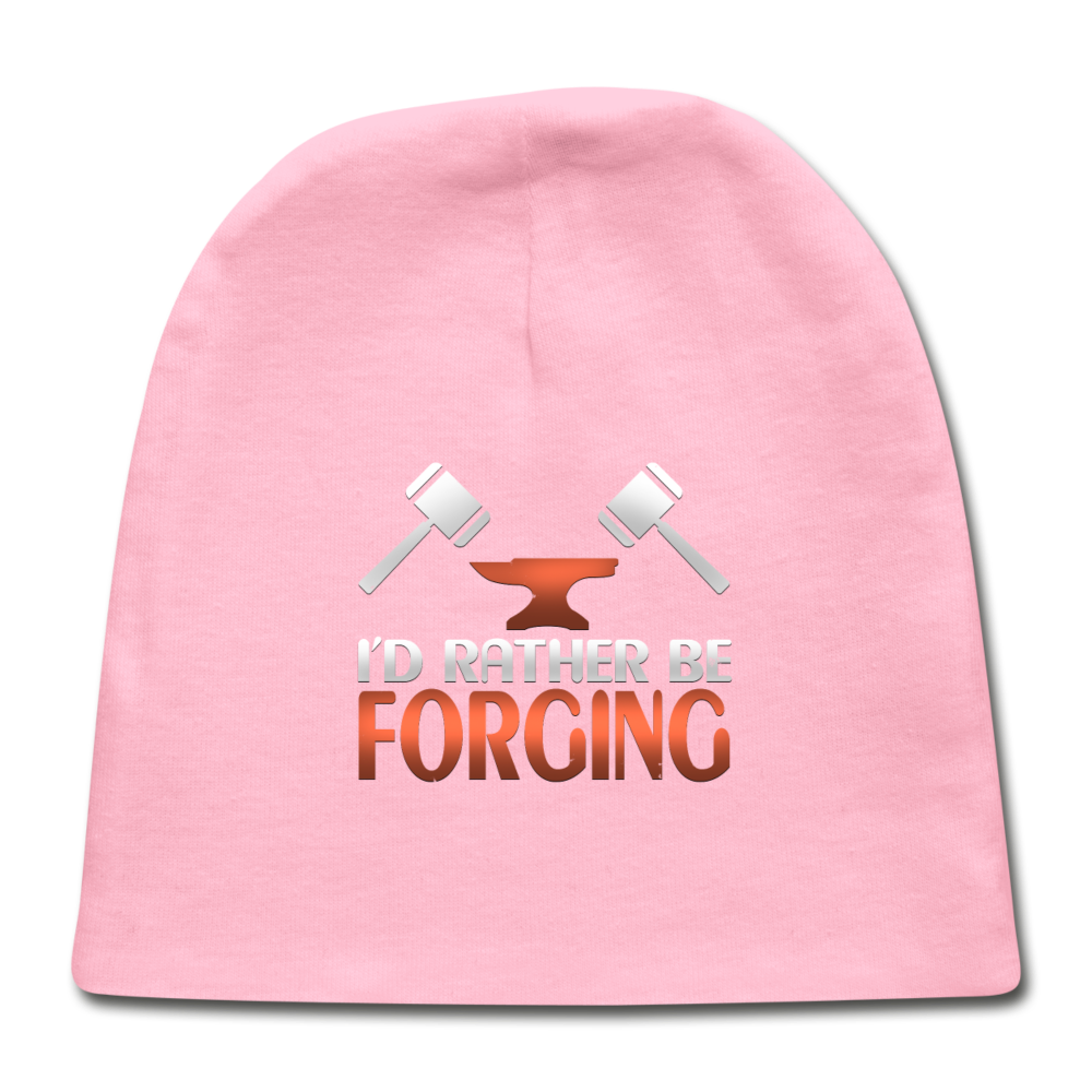 I'd Rather Be Forging Blacksmith Forge Hammer Baby Cap - light pink