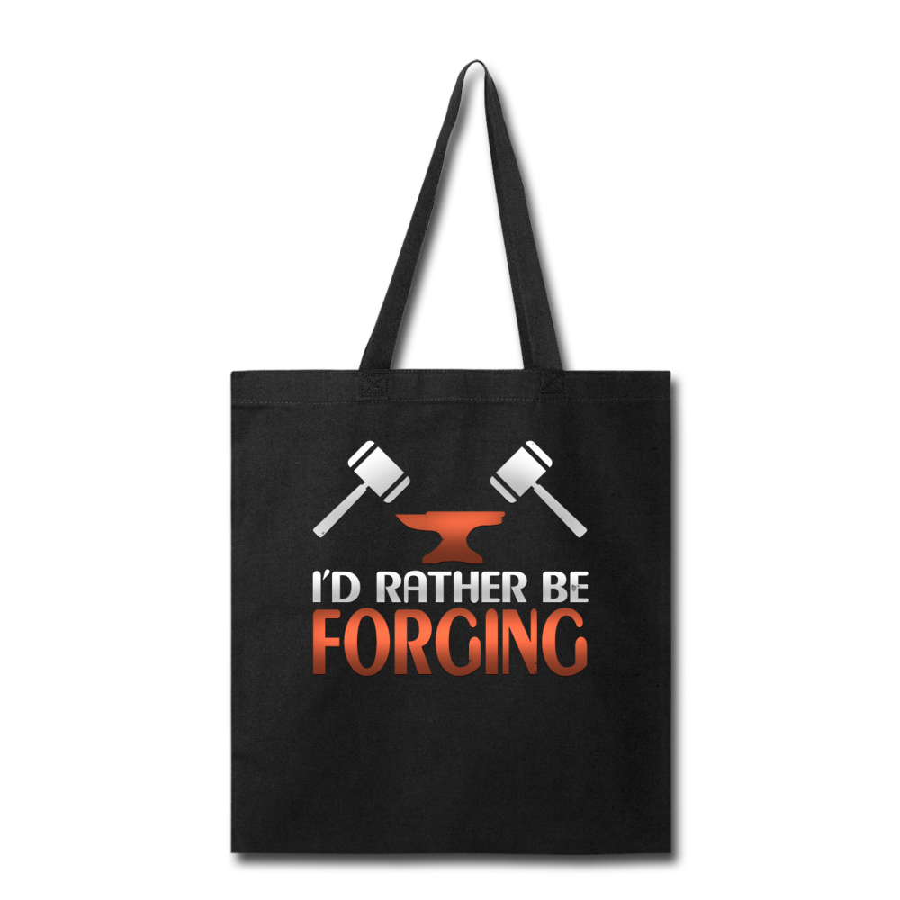 I'd Rather Be Forging Blacksmith Forge Hammer Tote Bag - black