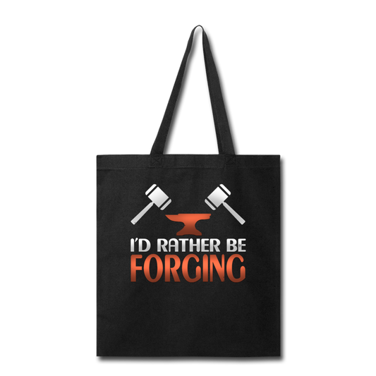 I'd Rather Be Forging Blacksmith Forge Hammer Tote Bag - black