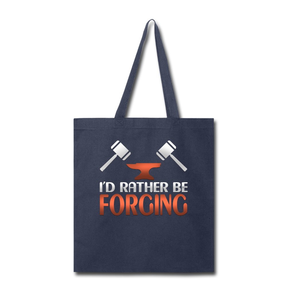 I'd Rather Be Forging Blacksmith Forge Hammer Tote Bag - navy