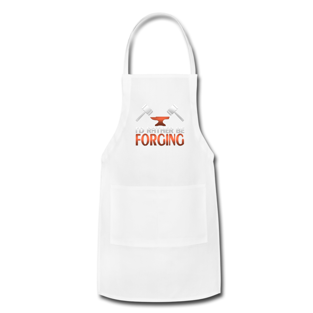 I'd Rather Be Forging Blacksmith Forge Hammer Adjustable Apron - white