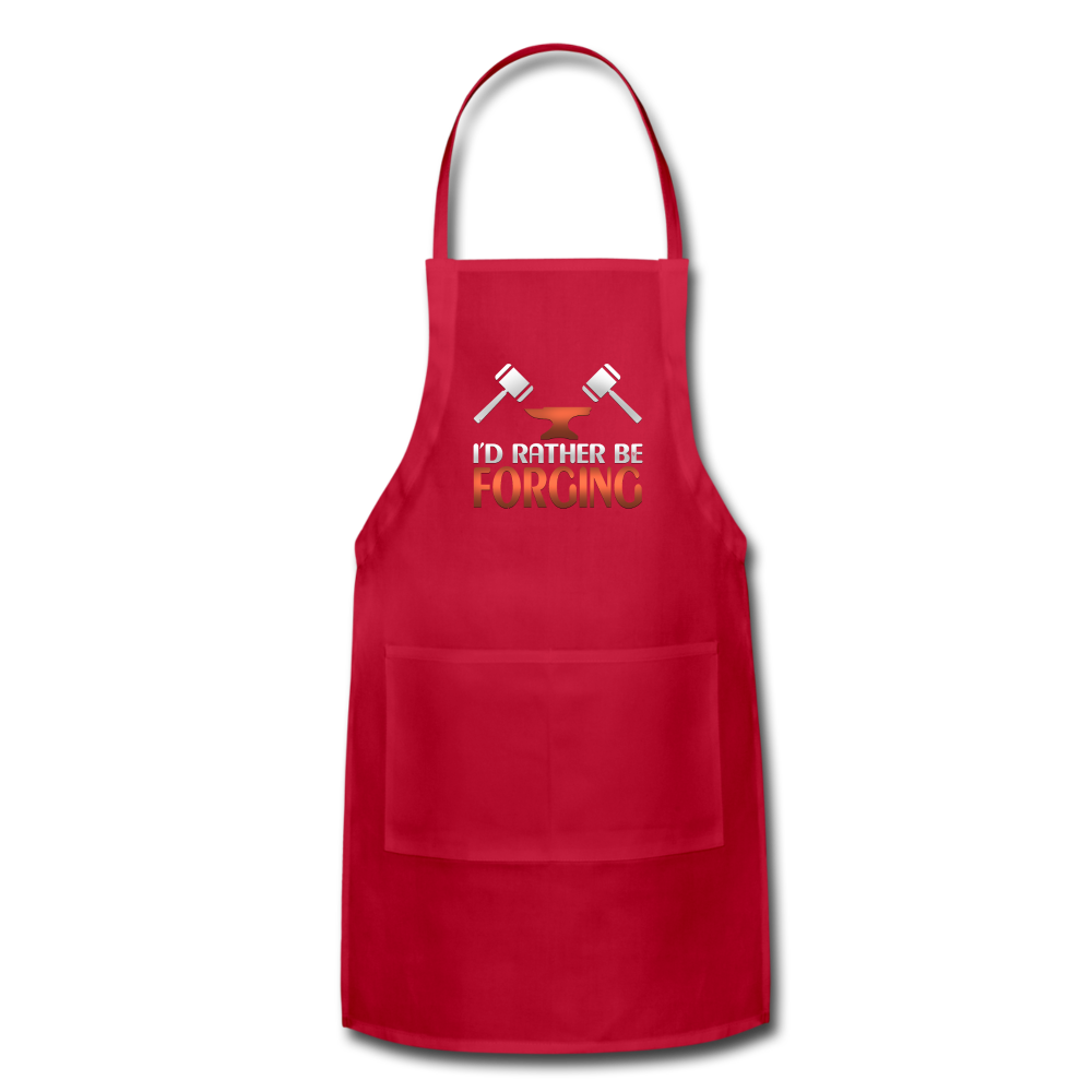 I'd Rather Be Forging Blacksmith Forge Hammer Adjustable Apron - red