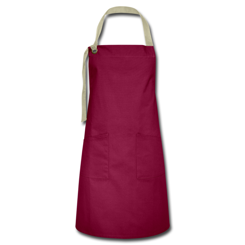 Customizable Artisan Apron add your own photos, images, designs, quotes, texts and more - burgundy/khaki