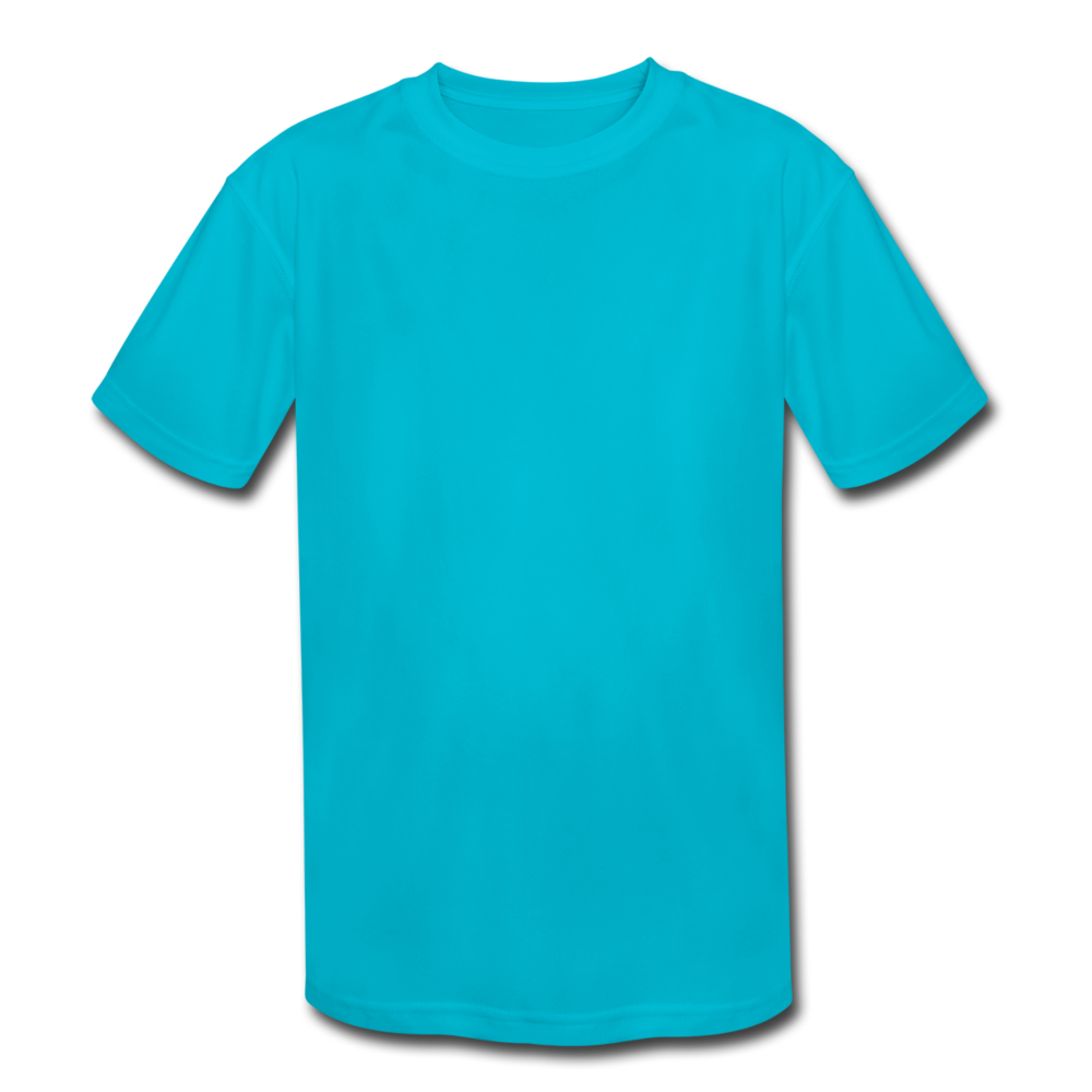 Customizable Kids' Moisture Wicking Performance T-Shirt add your own photos, images, designs, quotes, texts and more - turquoise