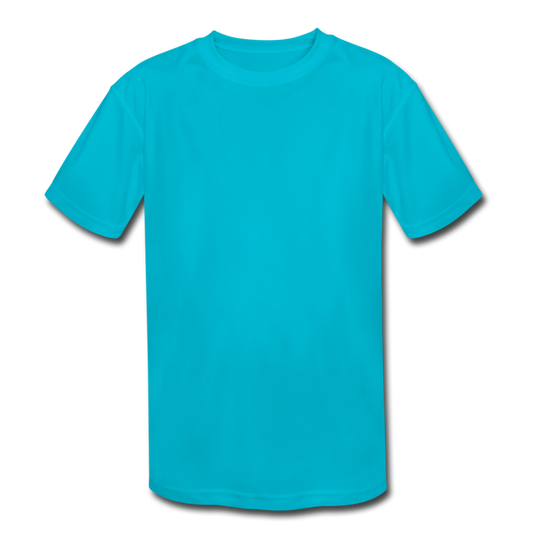 Customizable Kids' Moisture Wicking Performance T-Shirt add your own photos, images, designs, quotes, texts and more - turquoise