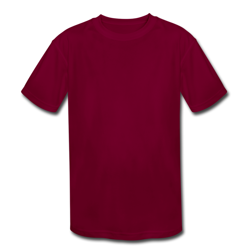 Customizable Kids' Moisture Wicking Performance T-Shirt add your own photos, images, designs, quotes, texts and more - burgundy