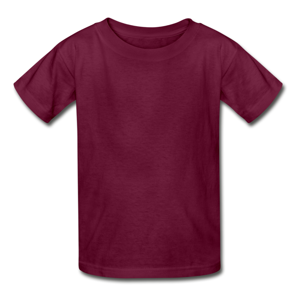 Customizable Gildan Ultra Cotton Youth T-Shirt add your own photos, images, designs, quotes, texts and more - burgundy