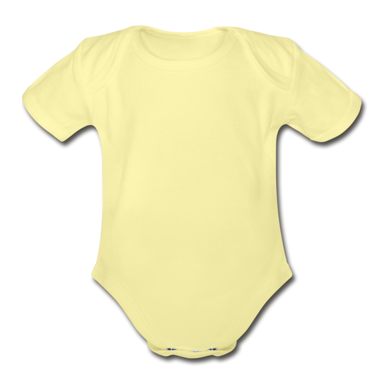 Customizable Organic Short Sleeve Baby Bodysuit add your own photos, images, designs, quotes, texts and more - washed yellow