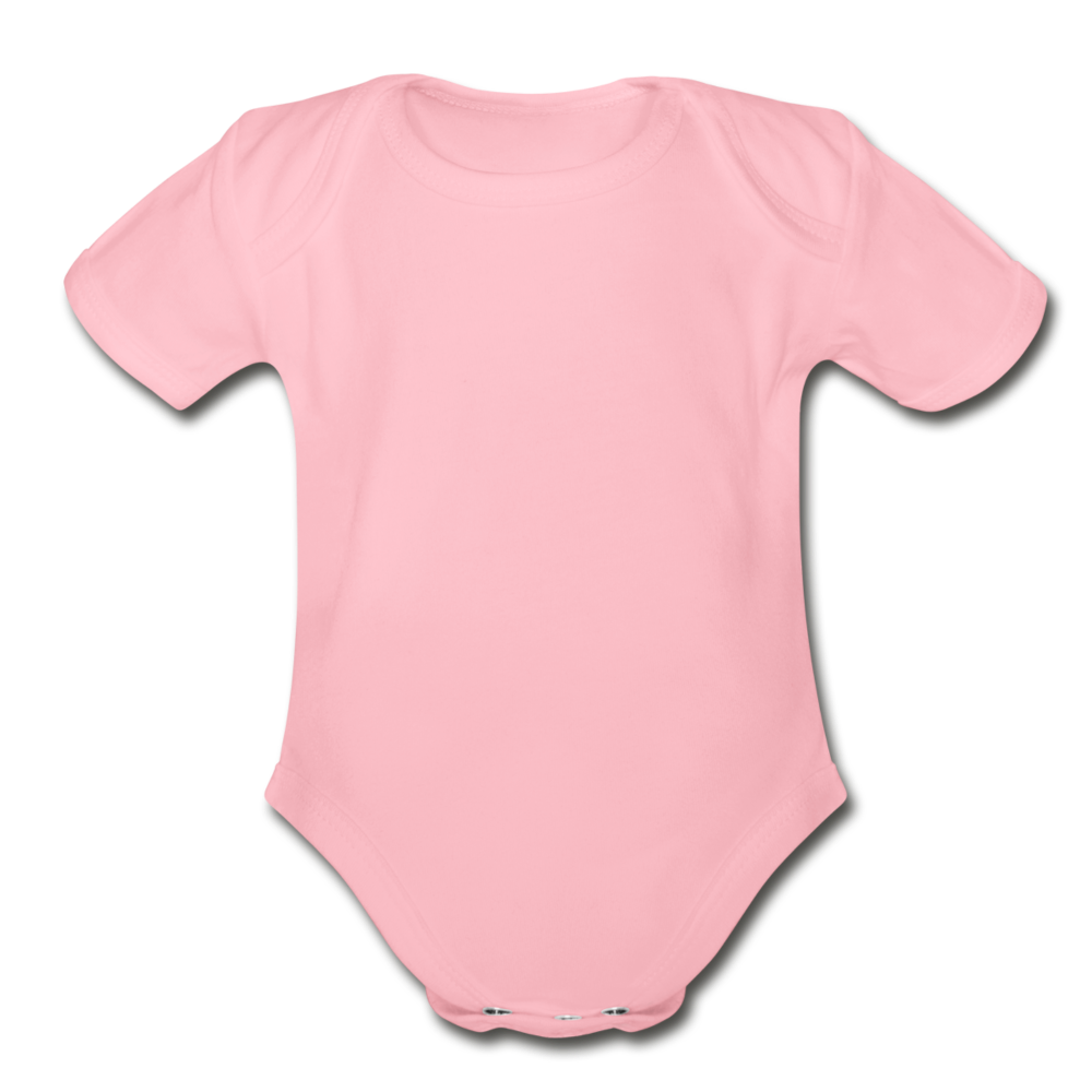 Customizable Organic Short Sleeve Baby Bodysuit add your own photos, images, designs, quotes, texts and more - light pink