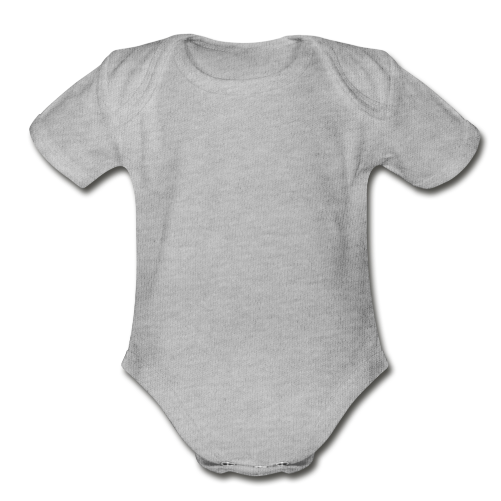 Customizable Organic Short Sleeve Baby Bodysuit add your own photos, images, designs, quotes, texts and more - heather gray