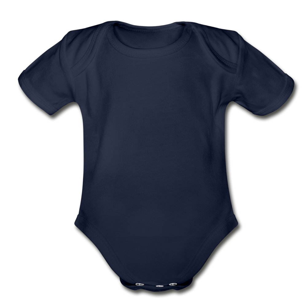 Customizable Organic Short Sleeve Baby Bodysuit add your own photos, images, designs, quotes, texts and more - dark navy