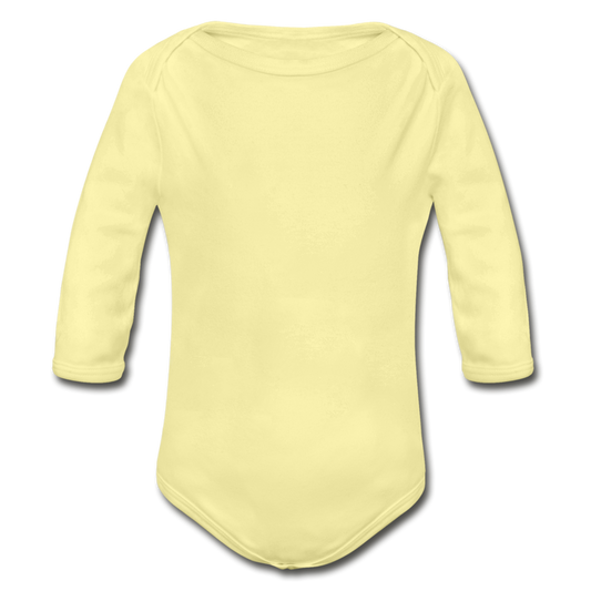 Customizable Organic Long Sleeve Baby Bodysuit add your own photos, images, designs, quotes, texts and more - washed yellow