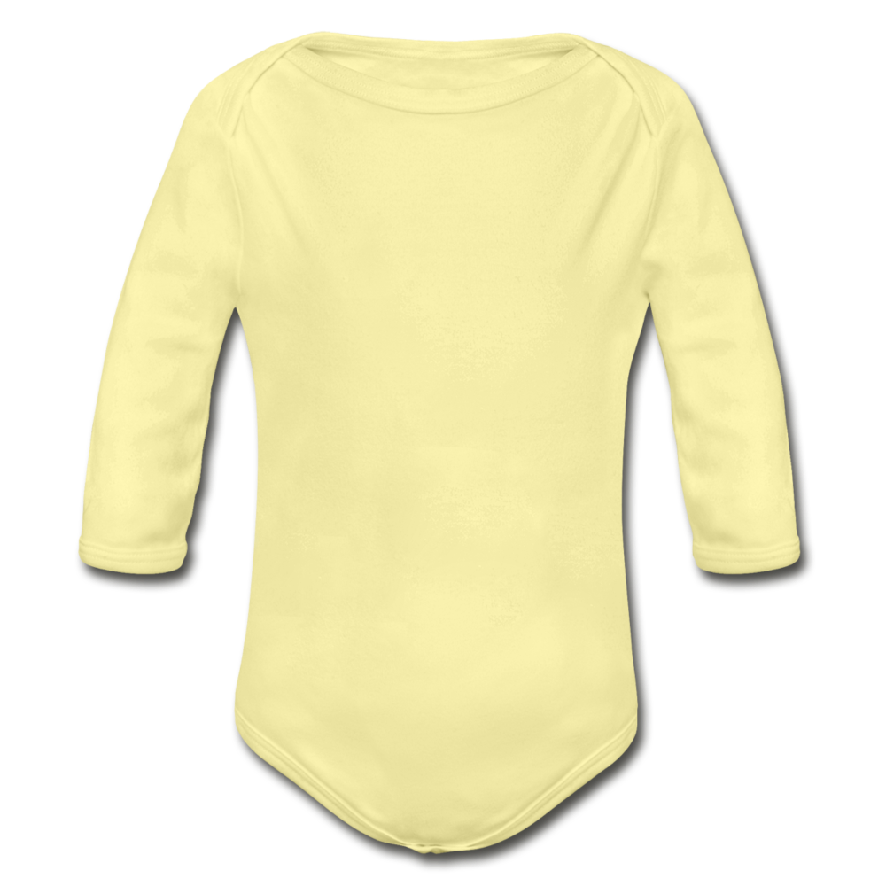 Customizable Organic Long Sleeve Baby Bodysuit add your own photos, images, designs, quotes, texts and more - washed yellow