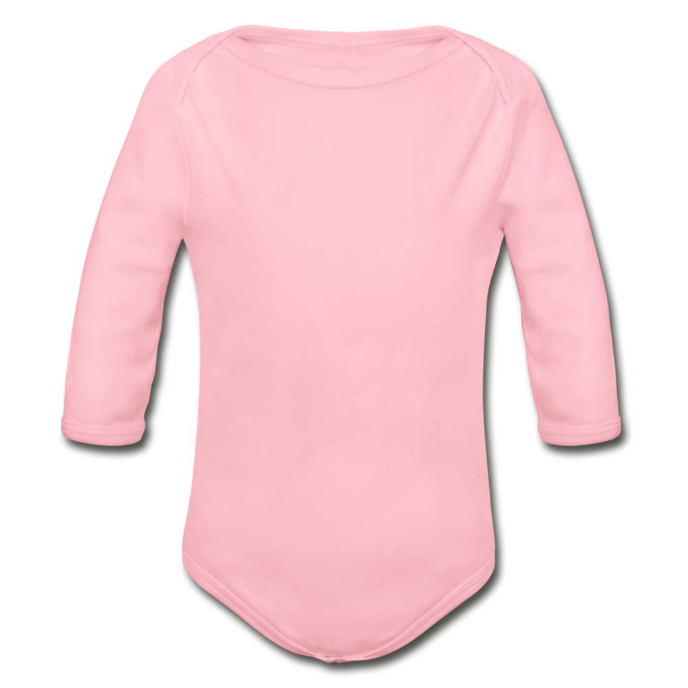Customizable Organic Long Sleeve Baby Bodysuit add your own photos, images, designs, quotes, texts and more - light pink