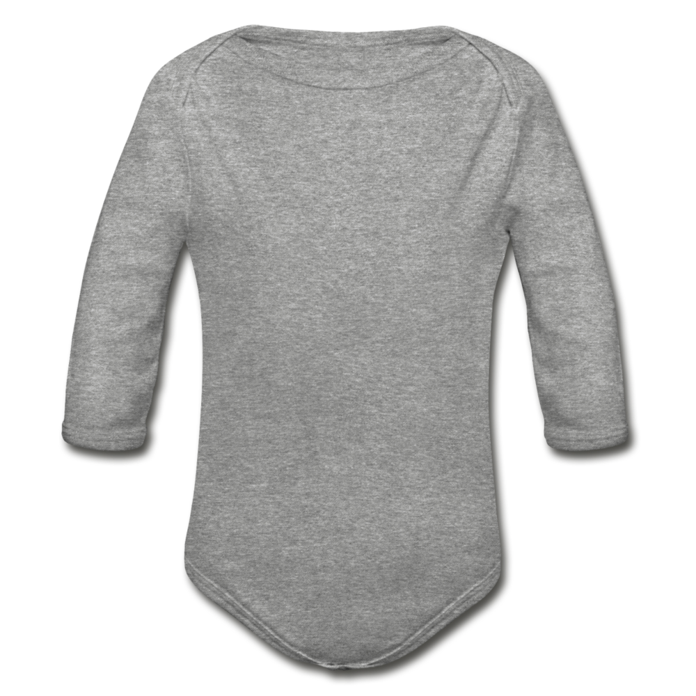 Customizable Organic Long Sleeve Baby Bodysuit add your own photos, images, designs, quotes, texts and more - heather gray