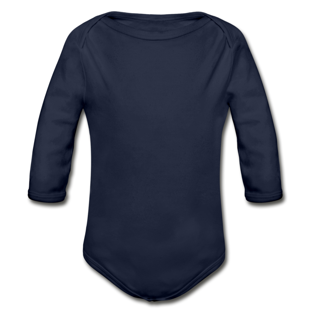 Customizable Organic Long Sleeve Baby Bodysuit add your own photos, images, designs, quotes, texts and more - dark navy