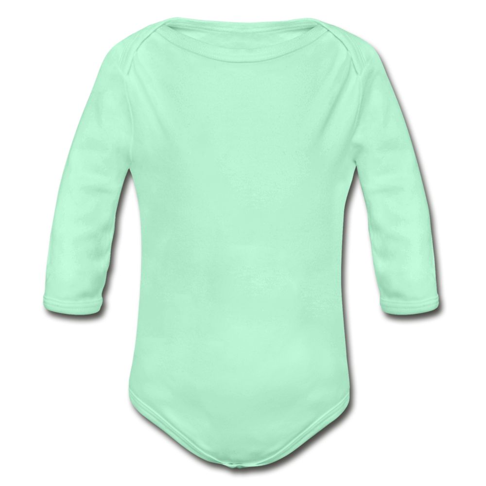 Customizable Organic Long Sleeve Baby Bodysuit add your own photos, images, designs, quotes, texts and more - light mint