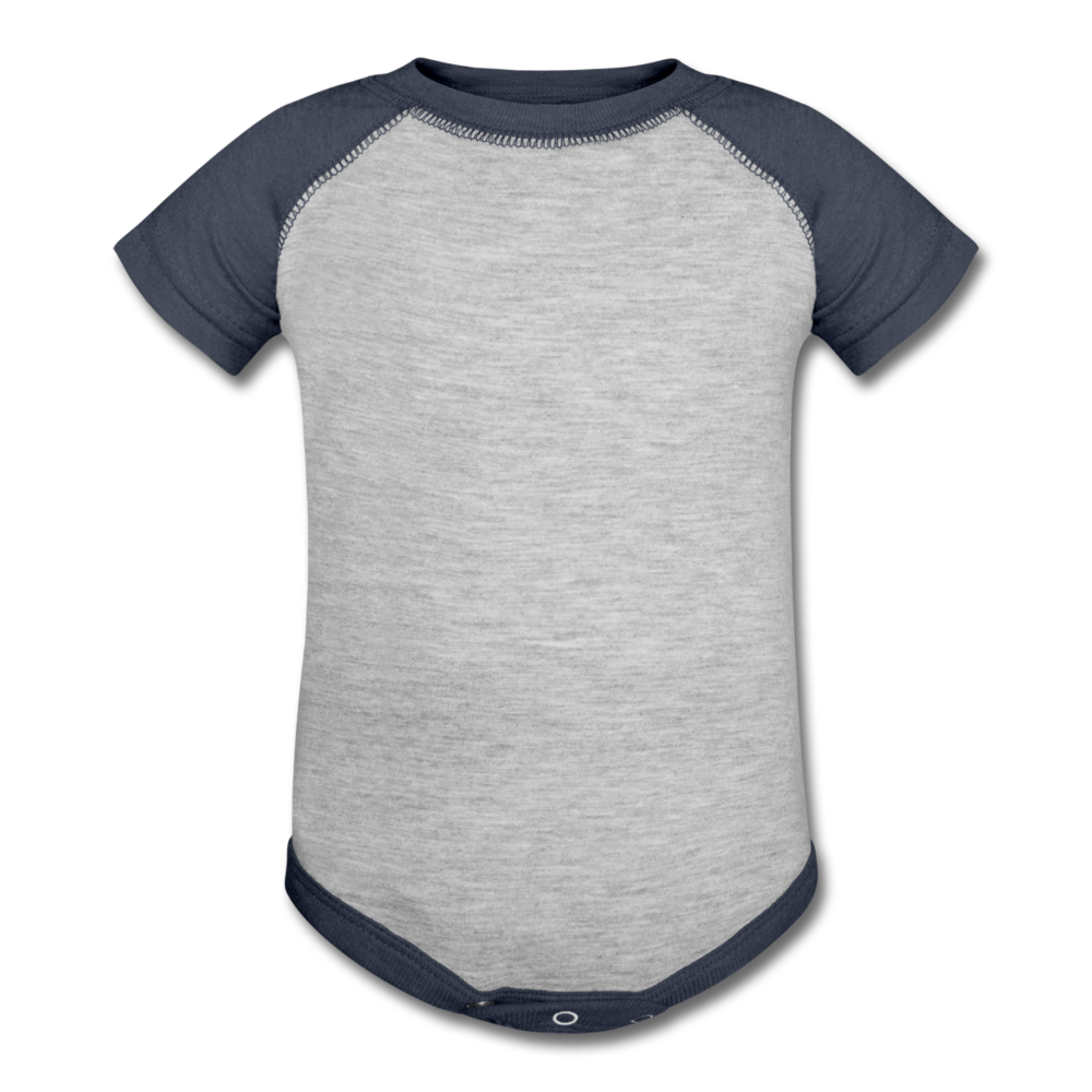 Customizable Baseball Baby Bodysuit add your own photos, images, designs, quotes, texts and more - heather gray/navy