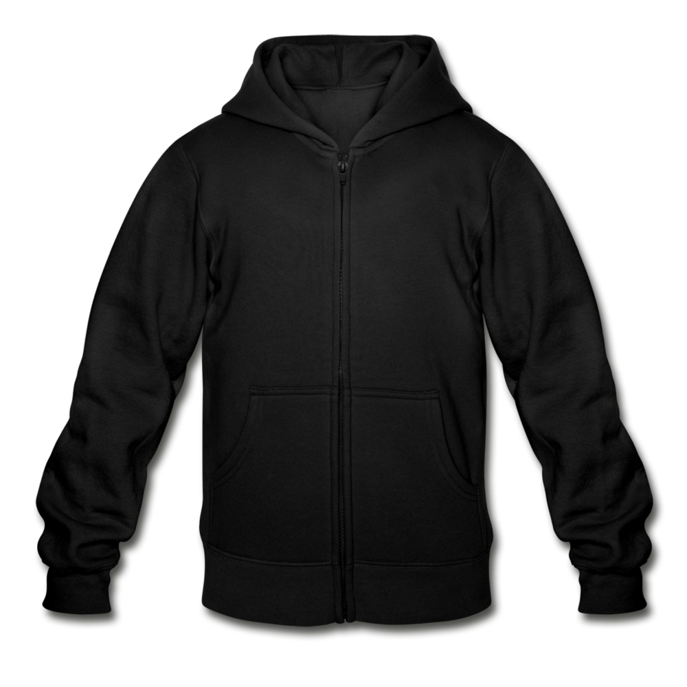 Customizable Gildan Heavy Blend Youth Zip Hoodie add your own photos, images, designs, quotes, texts and more - black