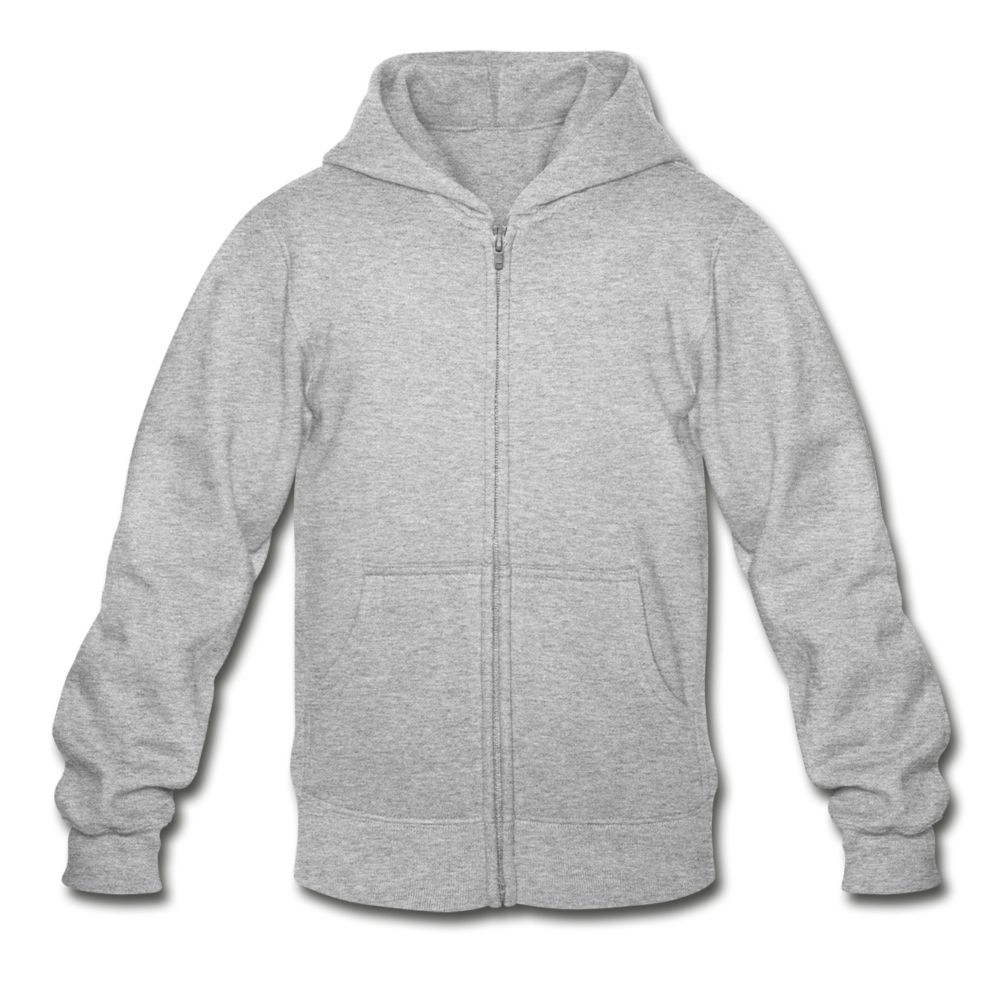 Customizable Gildan Heavy Blend Youth Zip Hoodie add your own photos, images, designs, quotes, texts and more - heather gray