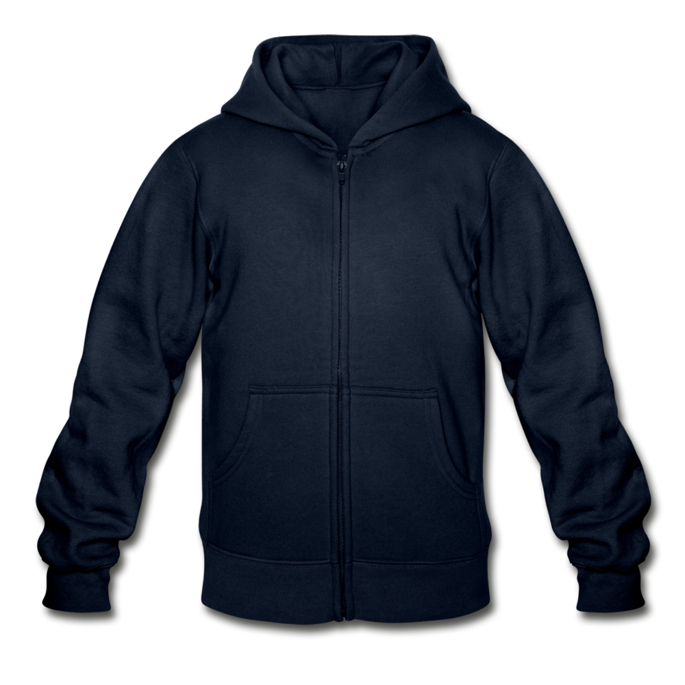 Customizable Gildan Heavy Blend Youth Zip Hoodie add your own photos, images, designs, quotes, texts and more - navy