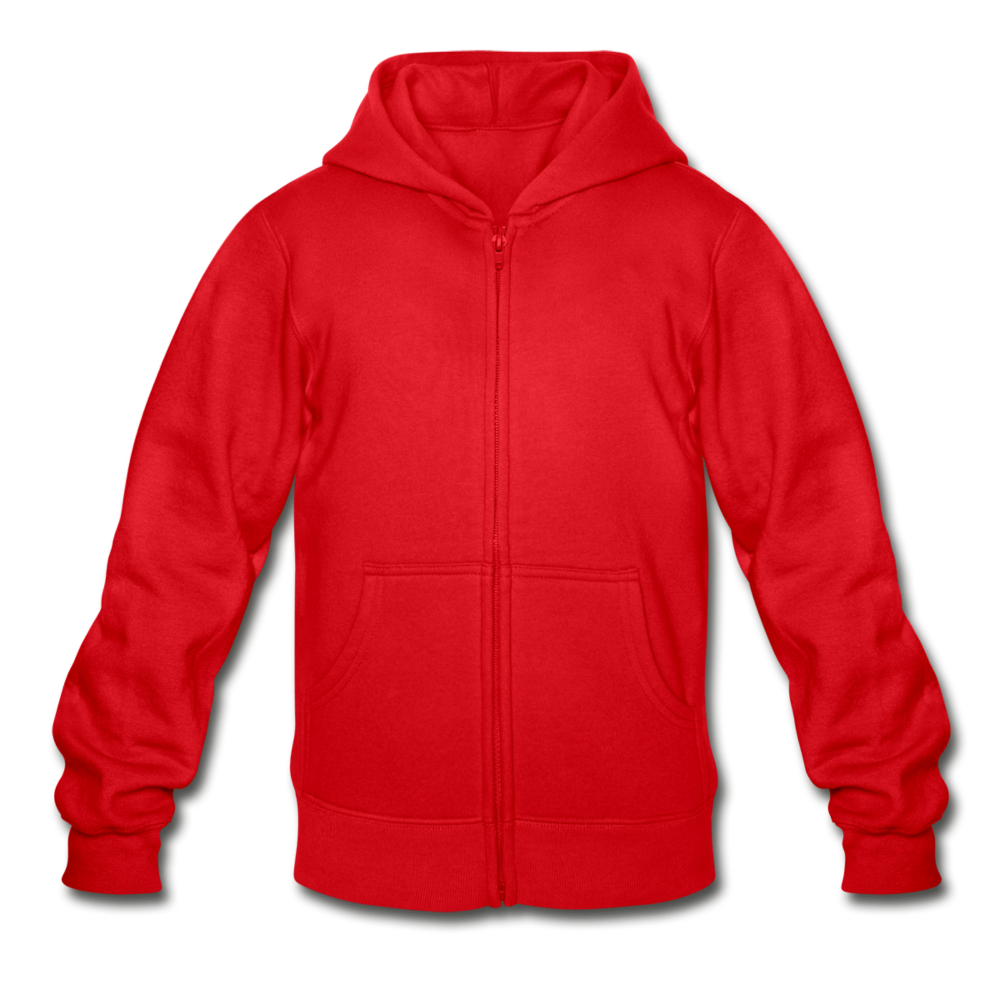 Customizable Gildan Heavy Blend Youth Zip Hoodie add your own photos, images, designs, quotes, texts and more - red