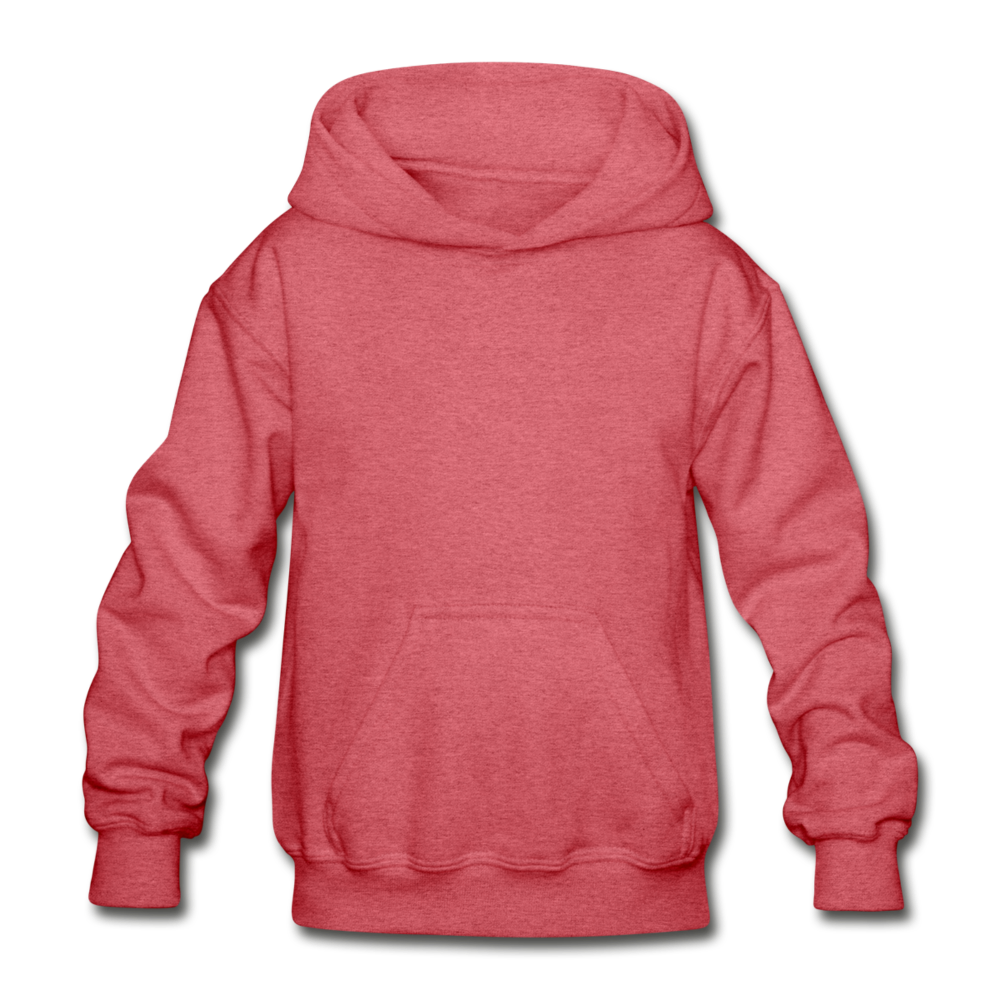 Customizable Gildan Heavy Blend Youth Hoodie add your own photos, images, designs, quotes, texts and more - heather red