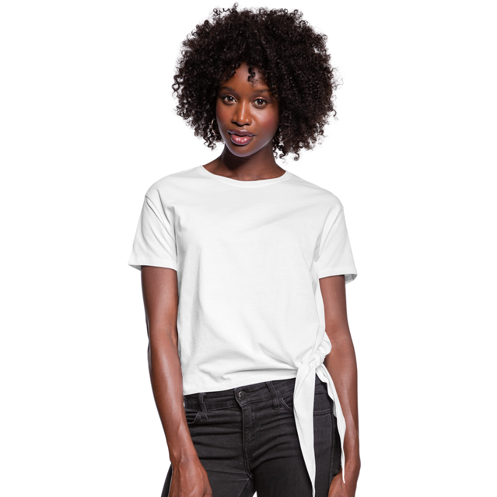 Customizable Women's Knotted T-Shirt add your own photos, images, designs, quotes, texts and more - white