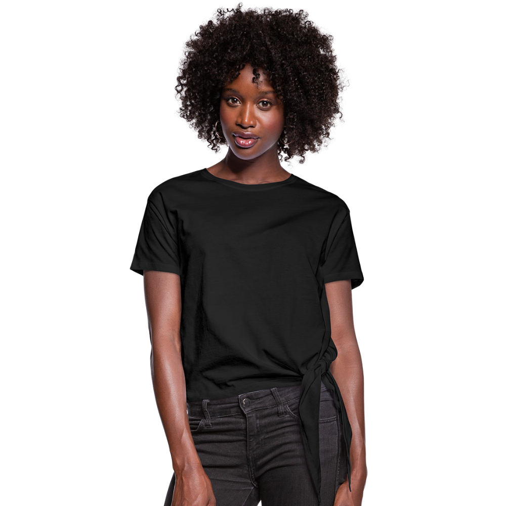 Customizable Women's Knotted T-Shirt add your own photos, images, designs, quotes, texts and more - black