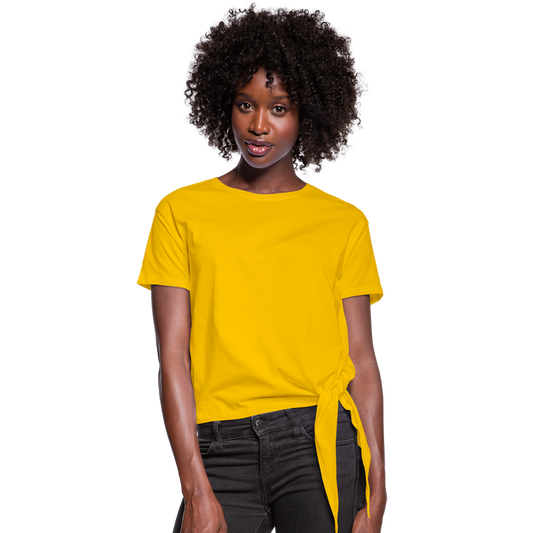 Customizable Women's Knotted T-Shirt add your own photos, images, designs, quotes, texts and more - sun yellow