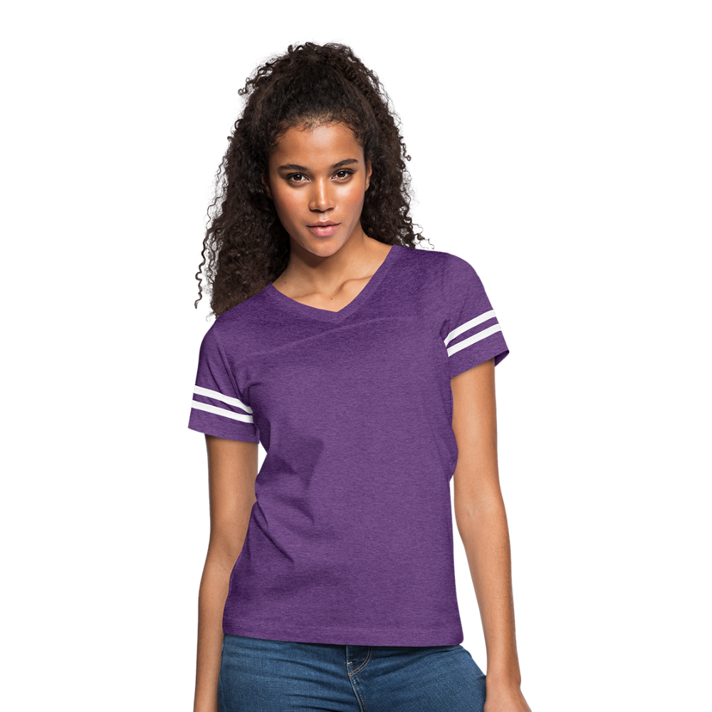 Customizable Women’s Vintage Sport T-Shirt add your own photos, images, designs, quotes, texts and more - vintage purple/white