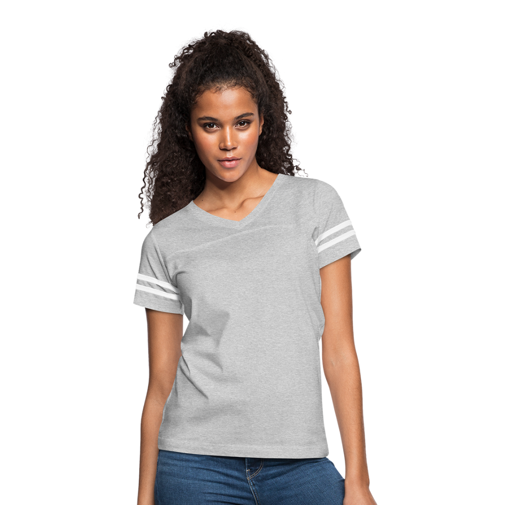 Customizable Women’s Vintage Sport T-Shirt add your own photos, images, designs, quotes, texts and more - heather gray/white