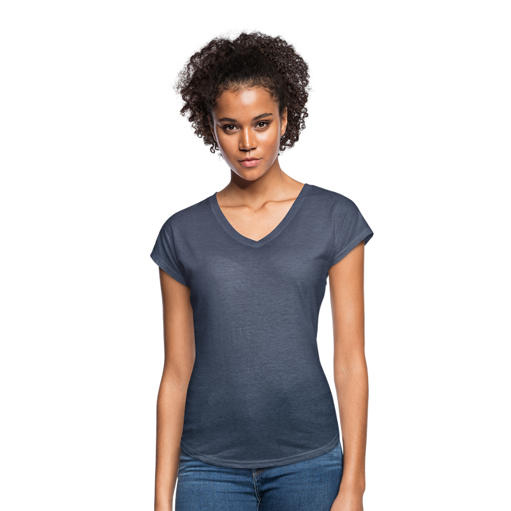 Customizable Women's Tri-Blend V-Neck T-Shirt add your own photos, images, designs, quotes, texts and more - navy heather