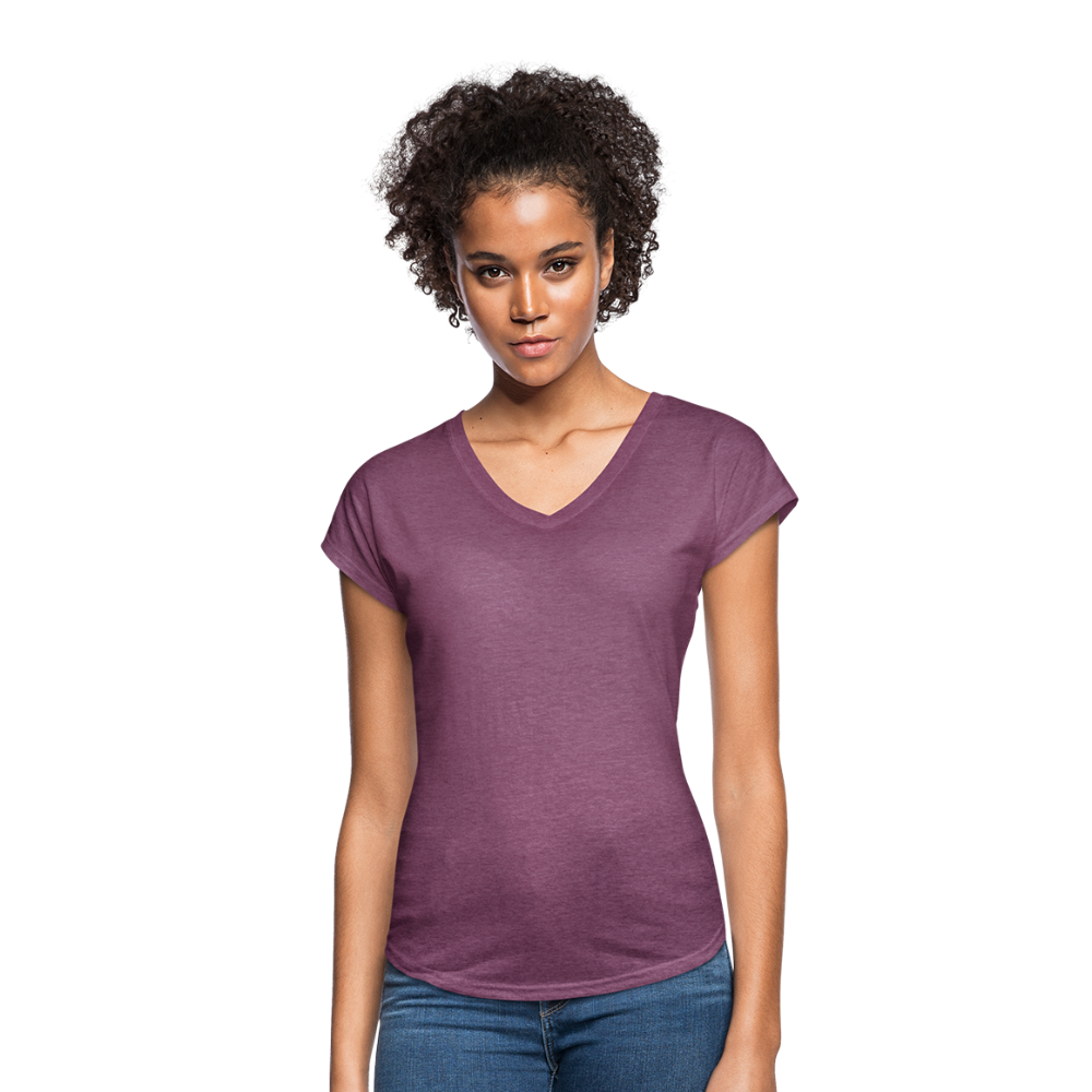 Customizable Women's Tri-Blend V-Neck T-Shirt add your own photos, images, designs, quotes, texts and more - heather plum