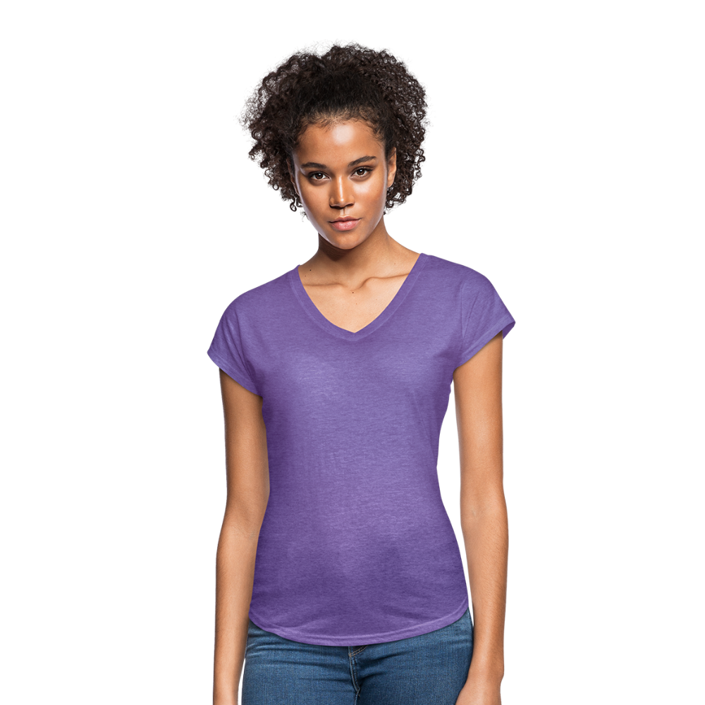 Customizable Women's Tri-Blend V-Neck T-Shirt add your own photos, images, designs, quotes, texts and more - purple heather