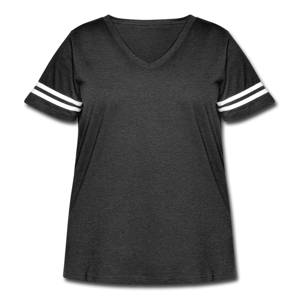 Customizable Women's Curvy Vintage Sport T-Shirt add your own photos, images, designs, quotes, texts and more - vintage smoke/white