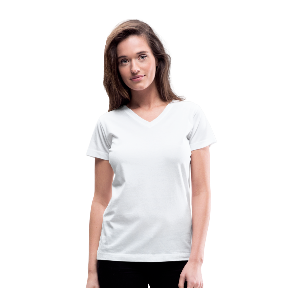 Customizable Women's V-Neck T-Shirt add your own photos, images, designs, quotes, texts and more - white