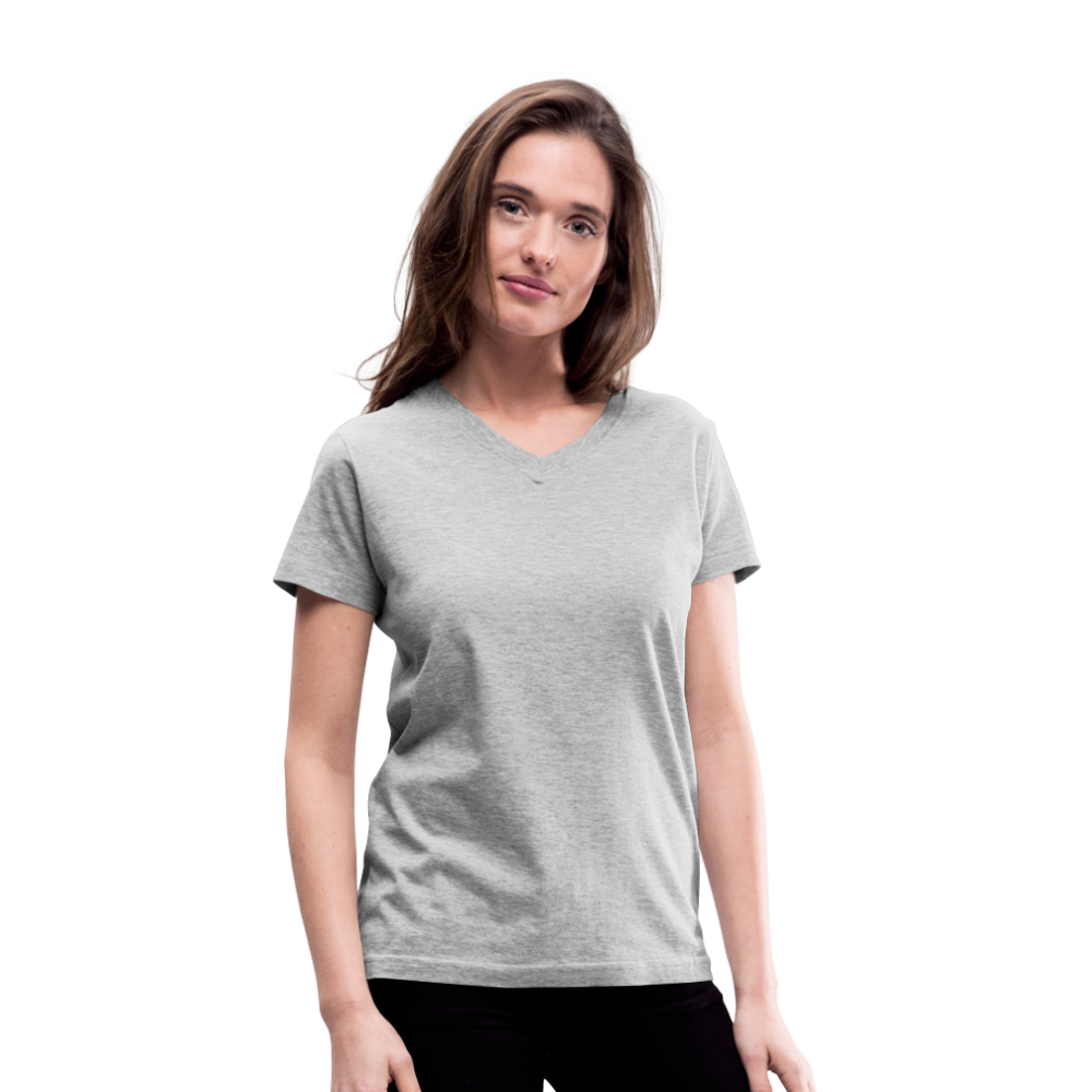 Customizable Women's V-Neck T-Shirt add your own photos, images, designs, quotes, texts and more - gray