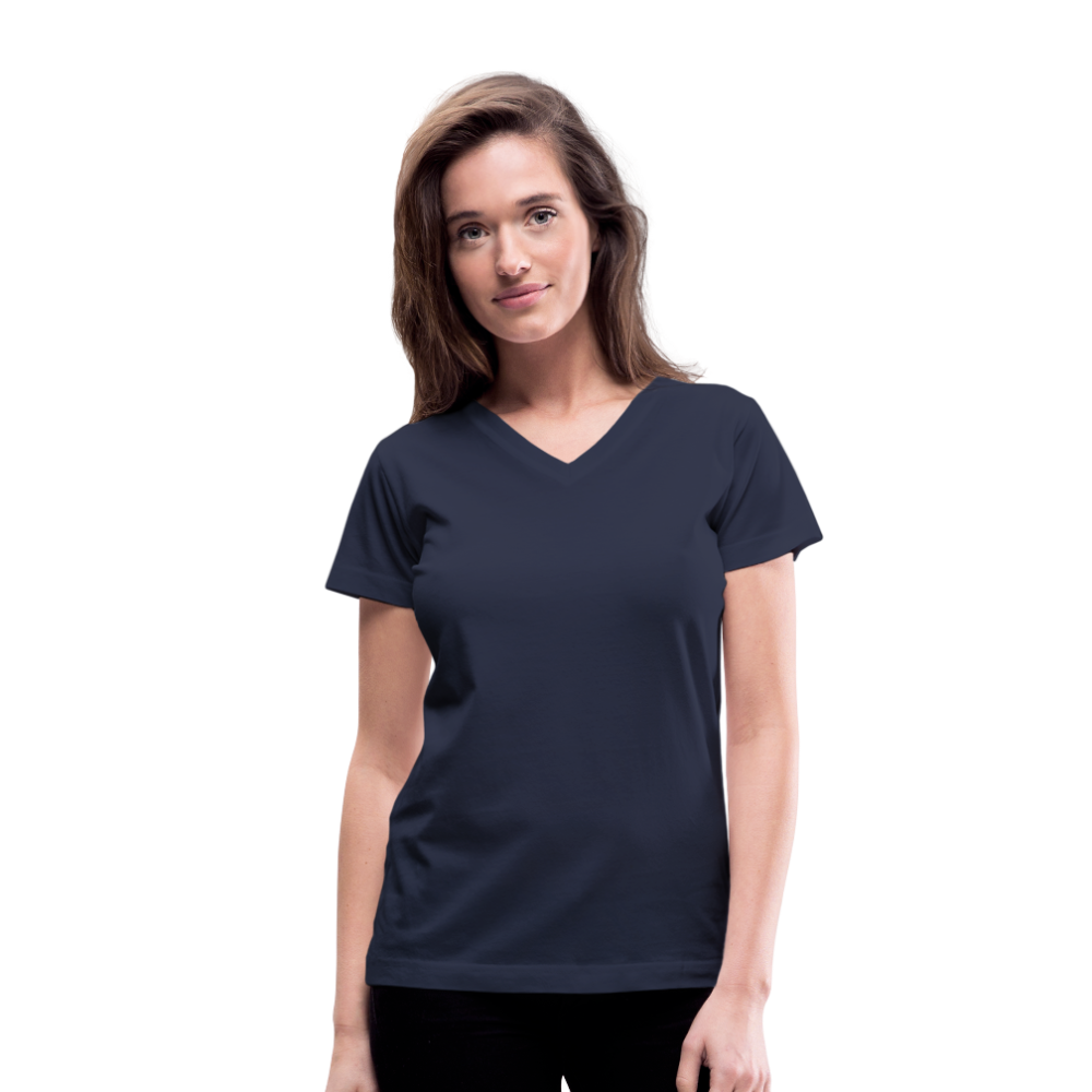 Customizable Women's V-Neck T-Shirt add your own photos, images, designs, quotes, texts and more - navy