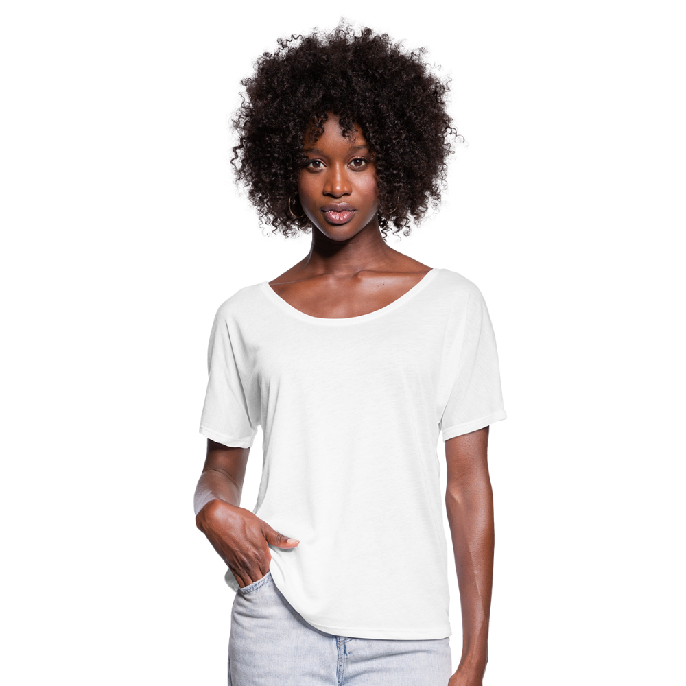 Customizable Women’s Flowy T-Shirt add your own photos, images, designs, quotes, texts and more - white
