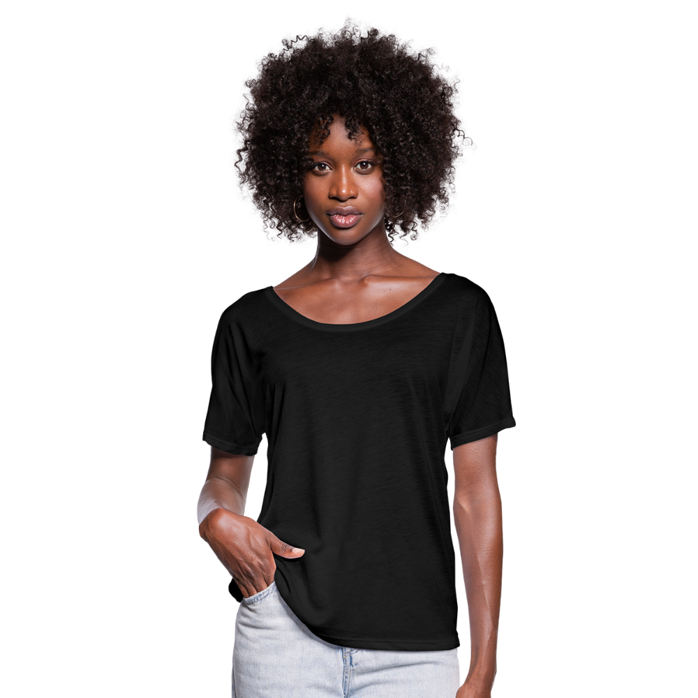 Customizable Women’s Flowy T-Shirt add your own photos, images, designs, quotes, texts and more - black