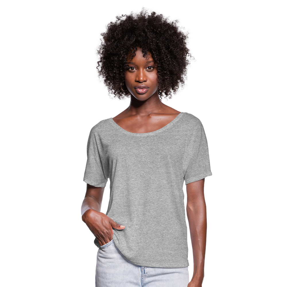 Customizable Women’s Flowy T-Shirt add your own photos, images, designs, quotes, texts and more - heather gray