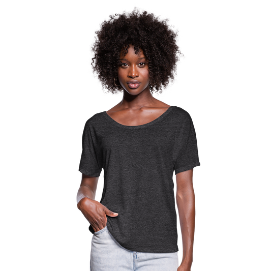 Customizable Women’s Flowy T-Shirt add your own photos, images, designs, quotes, texts and more - charcoal gray