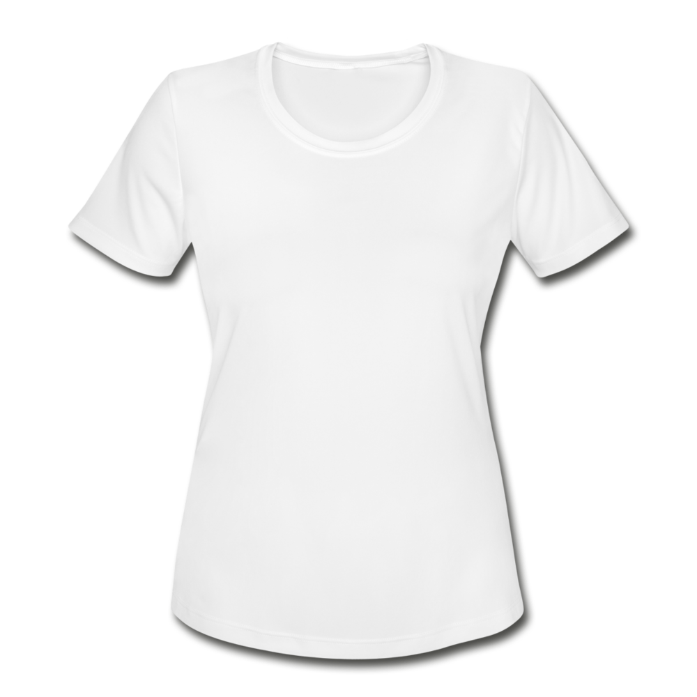 Customizable Women's Moisture Wicking Performance T-Shirt add your own photos, images, designs, quotes, texts and more - white