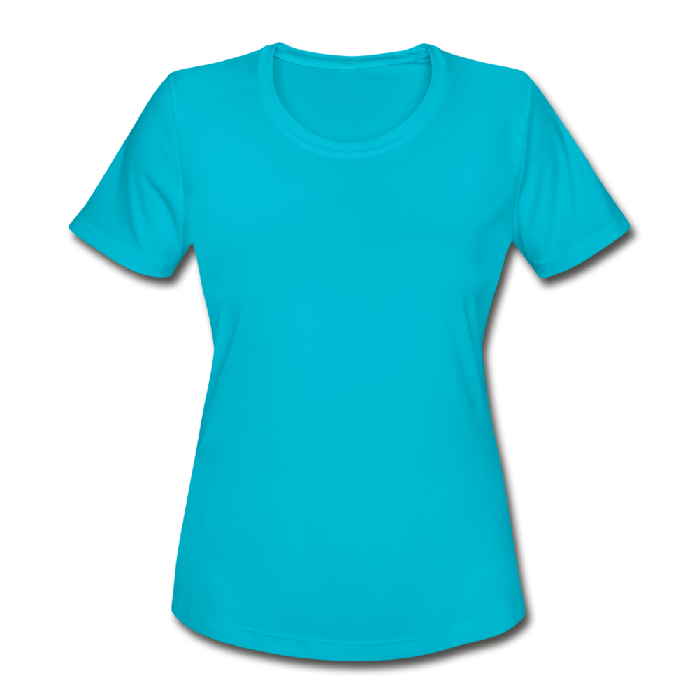 Customizable Women's Moisture Wicking Performance T-Shirt add your own photos, images, designs, quotes, texts and more - turquoise