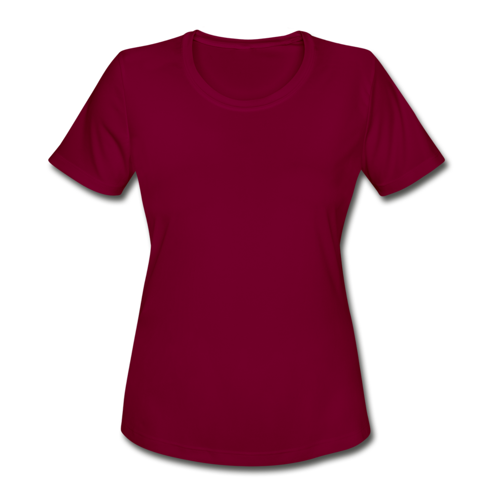 Customizable Women's Moisture Wicking Performance T-Shirt add your own photos, images, designs, quotes, texts and more - burgundy