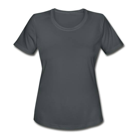 Customizable Women's Moisture Wicking Performance T-Shirt add your own photos, images, designs, quotes, texts and more - charcoal