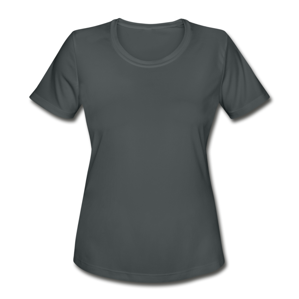 Customizable Women's Moisture Wicking Performance T-Shirt add your own photos, images, designs, quotes, texts and more - charcoal